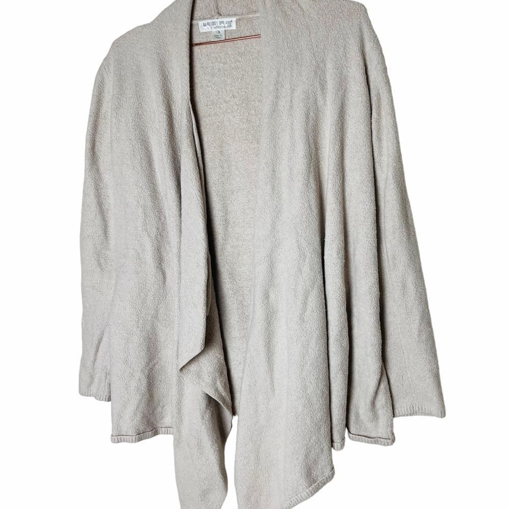 Barefoot Dreams Open Front Cozy Cardigan Jacket in Light Beige